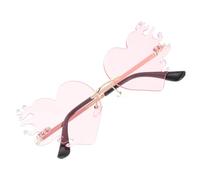 Yardenfun Lunettes de soleil décoratives à feu, lunettes de soleil sans monture en forme de cœur, 1 paire, rose, métal et PC, accessoires photo pour fête et festival
