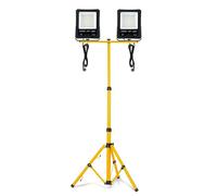YARDIN 2x 100W LED Projecteur super lumineux IP66 étanche Projecteur LED 6000 Kelvin blanc froid Projecteur extérieur Projecteur Lumière avec trépied télescopique jaune de 150cm pour projecteur LED
