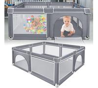 YARDIN Baby parc grand gris barrière de sécurité avec ventouse solide barrière de jeu transparente et respirante pour enfants【200 * 180 * 68cm】