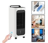 YARDIN : climatiseur évaporatif mobile blanc avec 3 modes de fonctionnement, télécommande et minuterie, réservoir d'eau de 4 litres, roulettes pivotantes à 360°, ventilateur sans tuyau avec bacs à cri