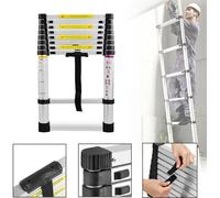 YARDIN Echelle télescopique 3,8 m Aluminium Echelle multi-usage à coulisse, 13nombre de barreaux - 87 cm à 3,8 m Echelle simple, échelle aluminium antidérapante jusqu'à 150KG