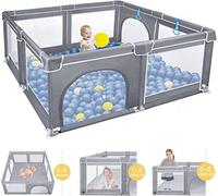 YARDIN Parc pour enfants, parc avec base antidérapante, barrière stable et respirante, centre d'activités pour enfants, gris foncé (127x127x68cm)