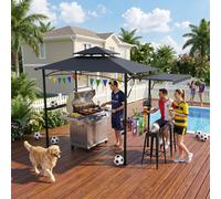YARDIN, pergola de jardin avec grill, dimensions 245 x 153 x 250 cm, toit double pour une bonne circulation de l'air, structure métallique résistante à la rouille avec des étagères pour les ustensiles