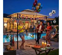 YARDIN, pergola grillagée beige, dimensions 245 x 153 x 250 cm, toit double pour une bonne circulation de l'air, structure métallique résistante à la rouille avec des étagères pour les ustensiles de b