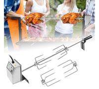 YARDIN Set de brochettes avec moteur 107cm tournebroche,304 inox brochettes rotisserie 220V - 240V incl.4X aiguilles à viande Broche universelle pour grillades