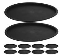 Yardwe 10pcs Soucoupes Ovales pour Pots de Fleurs en PP Noir, Plateau D'égouttage Décoratif et Fonctionnel pour Plantes en Pot D'intérieur