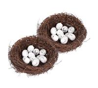 Yardwe 12 Pièces Nid D'oiseau Artificiel en Écume Œufs Décoratifs, Décoration de Maison ou Boutique Lors des Fêtes de Pâques