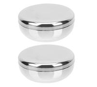 Yardwe 2 Bols À Riz CoréEns En Acier Inoxydable Avec Couvercle ÉTanche Bols À Vapeur Traditionnels Pour Cuisine Maison Buffet 3.94In X 3.94In X 1.97In