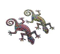 Yardwe 2 Pièces Décoration Murale Gecko en Métal Fer Apparence Vive et Design Pratique pour Chambre et Jardin, Ornement Suspendu Chic et Réaliste