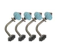 Yardwe 4 Pièces Crochet Ferme en Mural de Vintage Zinc et Alliage Céramique Bleu de Citrouille, Patère Décorative Robuste Style Rétro pour Chambres et Salons