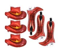 Yardwe 6 Pièces Lot de Ballons Western Marron en Aluminium Forme Chapeau de Cow-boy et Bottes, Grosse Taille, Décoration Polyvalente pour Fêtes et Célébrations Enterrement de Vie de Jeune