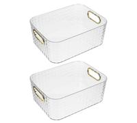 Yardwe Boîte à Articles Divers Multi-usages 2pcs en Plastique Rectangle, Facile à Nettoyer, Rangement de Maquillage et Soins Dortoirs ou Dressings