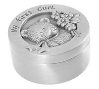 Yardwe Boîte à Souvenirs en Acier Inoxydable Argenté pour Rangement de Premiers Cheveux de Bébé, Pratique et Ronde Design Cartoon, Présent Personnalisé pour Filles