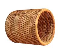 Yardwe Boîte de Rangement Thé en Rotin Tressé Main, Contenant Stylo Cylindrique, Résistant Déformation, pour Bureau et Usage Professionnel