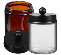 Yardwe Boîtes de Rangement en Verre Rondes Légères et Pratiques Lot de 2 pour Organiser pour Cotons-tiges et Œufs de Maquillage Le Comptoir de Salle de Bain