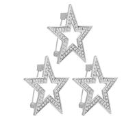 Yardwe Broche Épingle de Sûreté Étoile 4x4 Cm Cristaux Inoxydable 3 Pièces Femme Accessoire Châle Costume Décoratif