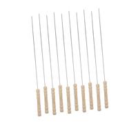 Yardwe Brochettes Barbecue et Faciles à Transporter Lot de 10 en Acier Inoxydable Piques à Brochettes Rondes Solide avec Manche en Bois pour Parties et Feu de Camp