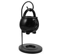 Yardwe Brûleur à Huile Essentielle de Chaudron Suspendu en Céramique et Fer Noir pour Aromathérapie et Chauffe-Cire à Bougie Chauffe-Plat Décoration Halloween
