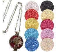 Yardwe Collier diffuseur d'huiles essentielles vintage en métal, pendentif aromathérapie avec tampons rechargeables, design simple, pour femme lors d'événements festifs