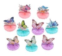 Yardwe Ensemble de 9 Pièces D'ornements Créatifs en Nid d'abeille en Papier Décorations Papillons pour Fête d'anniversaire, Décoration de Table Intérieure et Extérieure