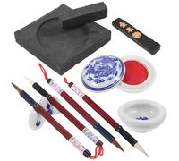 Yardwe Kit de Calligraphie Chinoise en Céramique, Bois et Tissu | Pinceau Calligraphie, Coffret Débutant pour Pratique au Bureau, Encre Sumi, Rangement Complet Couleur Aléatoire