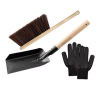 Yardwe Kit de Nettoyage Coins Arrondis et Pelle à Cendres Cheminée en Acier Carbone Brosse en Silicone, Set Facile à Ranger pour Entretien Maison