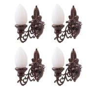 Yardwe Lot de 4 mini appliques murales 1:87 pour maison de poupée bricolage table de sable décoration ABS lumière blanche applique murale miniature compacte pour la décoration intérieure et le paysage