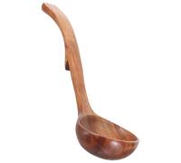 Yardwe Louche en Bois D'acacia avec Crochet Arrière, Cuillère à Soupe Antiadhésive, Manche Long, pour Cuisiner Cuisine