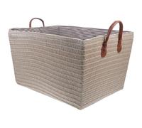 Yardwe Panier de Rangement en Osier Beige Pliable, Grand Format, Décor | Faux Rotin, Corde de Coton, Herbe Marine et PP, pour Fruits, Serviettes, Bureau, Placard