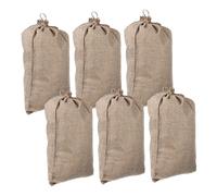 Yardwe Paquet à Légumes Respirants Réutilisables en Toile de Jute Beige Lot de 6 Cordon Stockage Quotidien des Légumes