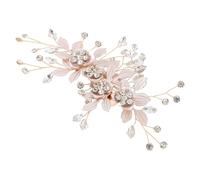 Yardwe Pince à Cheveux pour Coiffure de Mariée Accessoire Élégant en Alliage de Zinc Or Cristaux Brillants, Solide et Résistante, Style Feuilles et Fleurs de Mariage