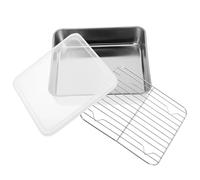 Yardwe Plat à Rôtir avec Couvercle et Grille Rectangulaire en Acier Inoxydable pour Cuisson et Braisage au Four
