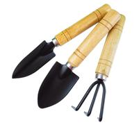Yardwe Set de 3 Outils de Jardinage Mini Comprenant Râteau, Truelle et Pelle en Fer et Bois, Têtes Polies Confort, pour Jardin Extérieur Plusieurs Styles
