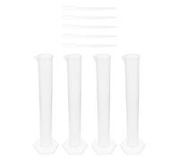 Yardwe Set de 4 Cylindres Gradués Échelle Claire 100ml en Plastique avec 5 Compte-gouttes 3ml et Bec Verseur Conique et Cuisine pour Laboratoire