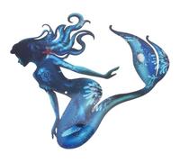 Yardwe Sirène Installation Facile Décoration Murale en Fer Bleu Design Artistique Élégant pour Jardin et Intérieur pour Décoration Extérieure et Patio