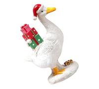 Yardwe Statuette Canard de Noël en Résine, Peinte à Main, 7,6 CM | Décor de Table, Détails Boîte Présent et Textures Fines, pour Cheminées et Guirlandes de Noël