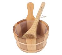 YARNOW 1 Ensemble d'accessoires pour Sauna - Seau en Bois avec louche - Bac à remous et Pelle à Eau en Bois pour hammam, Douche et arrosage du Jardin