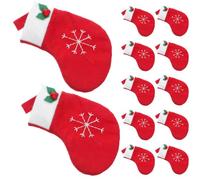 YARNOW 12 Pièces Porte-Couverts de Chaussette de Noël Rouge en Tissu, Organisateur de Couverts Festif et Décoration de Table pour Centre de Table de Fête