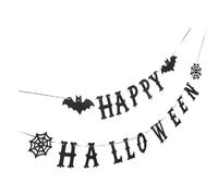 YARNOW 2 Pièces Bannière Happy Halloween Toile D'araignée Chauve-souris | Tissu Non Tissé, Facile à Suspendre Retirer, Réutilisable, pour Intérieur et Porche