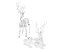 YARNOW 2 Pièces Figurine de Renne de Noël en Acrylique Transparent, Décoration Intérieure Légère et Résistante, pour Salon et Bureau Pendant Les Fêtes de Fin D'année