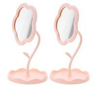 YARNOW 2 Pièces Miroir Maquillage Fleur Rose Pivotant 360 Degrés Plateau