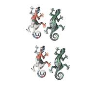 YARNOW 2 Séries 2 Pendentif Gecko Sculpture Murale Inspirante Art De Jardin De Lézard Décorations Murales De Lézard Décorations Pour Les Salas De Casa Montage Mural Le Fer Animal 3d