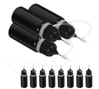 YARNOW 20 Flacons Applicateurs de Colle Noirs en Plastique et Acier Inoxydable 10ml Distributeurs Rechargeables pour Dosage Précis de Liquide, DIY Artisanat