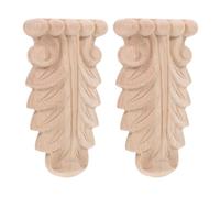 YARNOW 2pcs Appliques en Bois Sculpté Décoratives Non Peintes pour Meubles, Détails Minutieux, Matériau Bois Beige, pour Décorer Cheminées ou Armoires