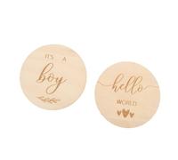 YARNOW 2pcs Cartes de Célébration de Croissance Bébé en Bois Créatives, Cartes Étapes Mensuelles, Souvenirs Solide pour Album Photo et Réseaux Sociaux