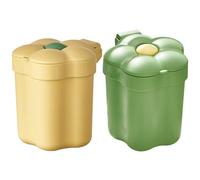 YARNOW 2pcs Petite Poubelle de Bureau Couvercle en Abs Forme Fleur Décorative pour Table et Comptoir, Style Moderne, Pratique et Bien Conçue Maison Bureau