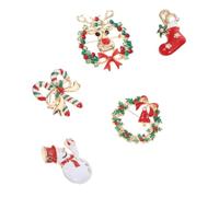 YARNOW 5 Pièces Alliage Broche Décorative de Noël, Motif Bonhomme de | Style Festif Chic, Finition Soignée, Couleur Vive et Surface Lisse, pour Vêtements et Écharpes Plusieurs styles