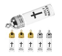 YARNOW 6 Pièces Bouteilles en Verre pour Eau Bénite Croix et Couvercles | Format Rechargeable et Nettoyable, Modèle Suspendu Transparent, Adaptées aux Catholiques, Églises, Baptêmes et Présents