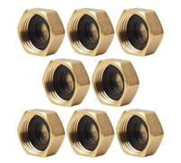 YARNOW 8 Pièces Bouchon Femelle en Laiton 1/2 Pouce pour Robinet et Tuyau | Filetage Intérieur Hexagonal, Cuivre Poli Doré, Usage Plomberie Domestique