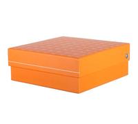YARNOW Boîte de Rangement pour Tubes à Centrifuger, Boîte de Laboratoire de Congélation 81 Cases 1-5ml, Pp avec Cloison Centrale, Orange, pour Tubes à Essai et Flacons D’échantillons,